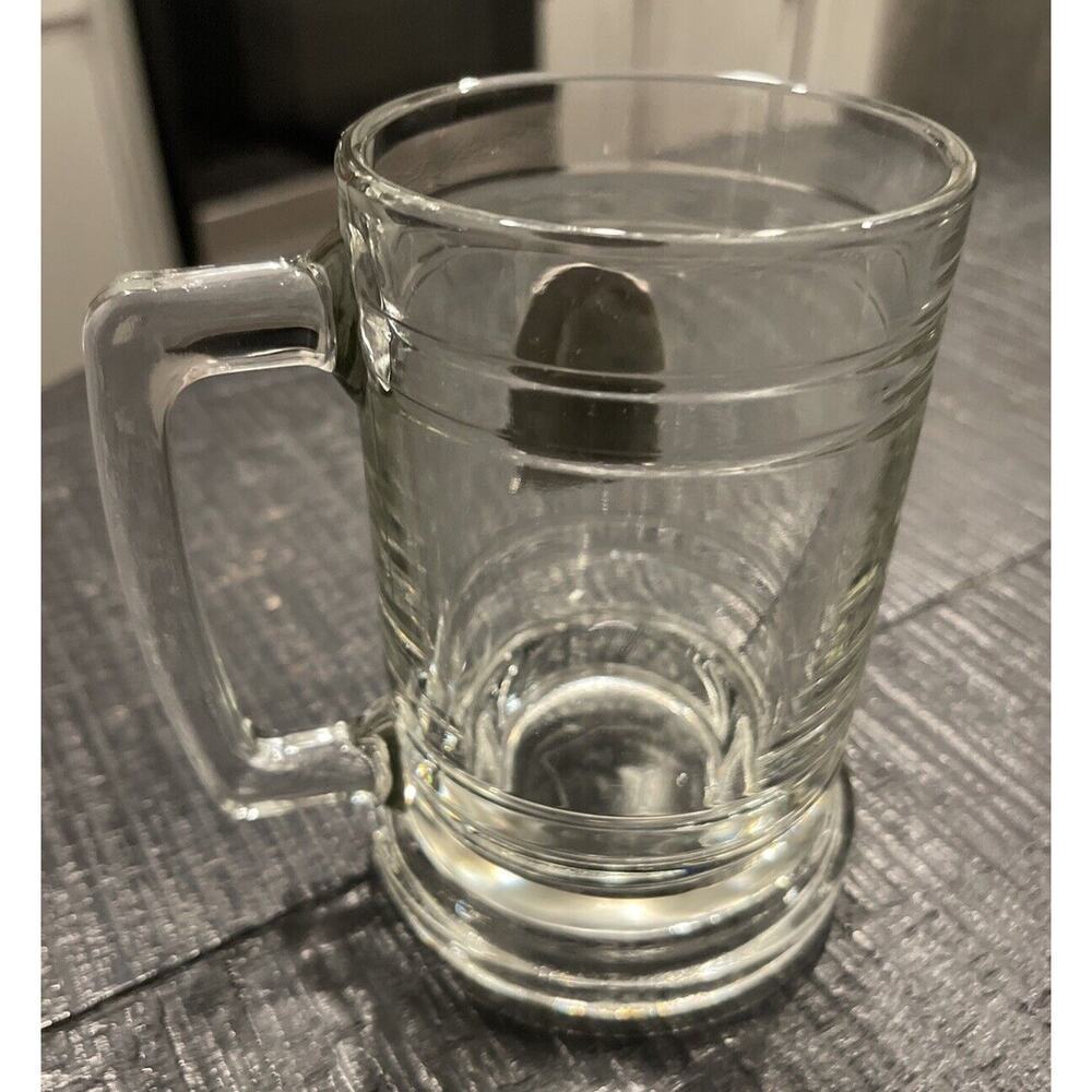 GLASS STEIN BEER MUG COLONIAL TANKARD PEWTER EMBLEM PUTT GOLFER! Vintage - Picture 4 of 4